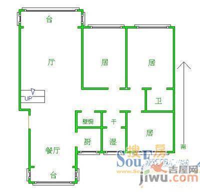 金湾小区3室2厅1卫户型图