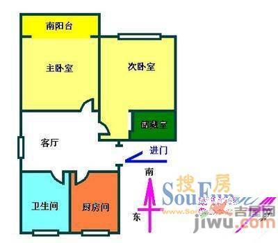 江南春城2室2厅1卫户型图