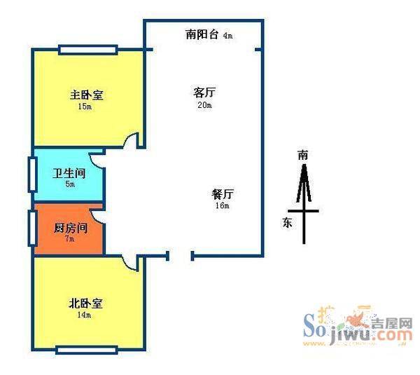 江南春城2室2厅1卫户型图
