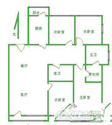 朝阳新村3室1厅2卫户型图