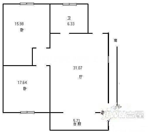 三泰国际大厦住宅小区2室1厅1卫户型图