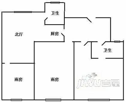 汤家北巷2室2厅1卫户型图