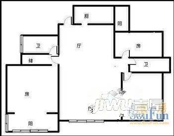 盛峰大厦2室2厅2卫户型图