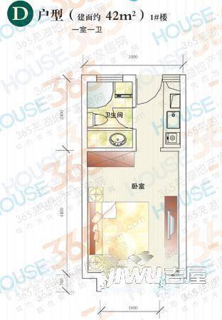 明园小区1室0厅1卫42㎡户型图