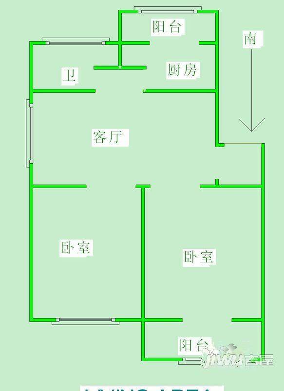 中江新村2室2厅1卫户型图
