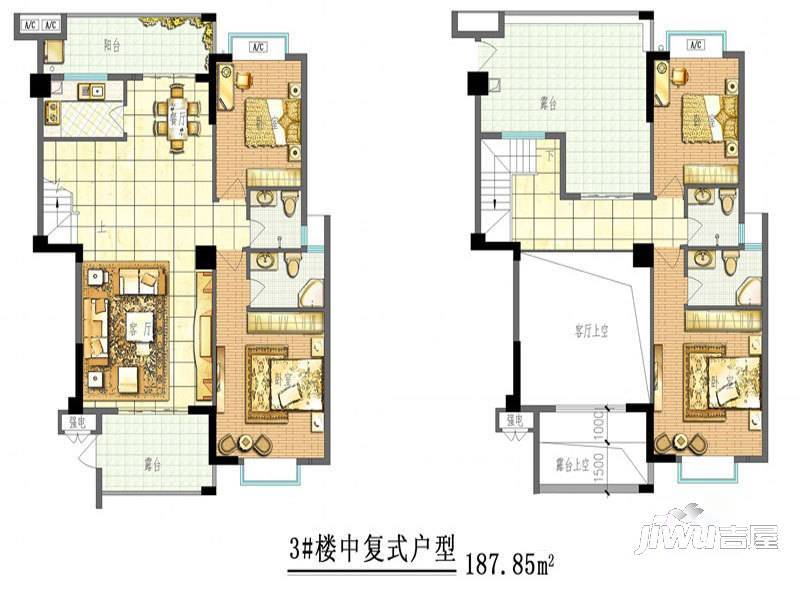 山水钟潭雅居4室2厅2卫206.3㎡户型图