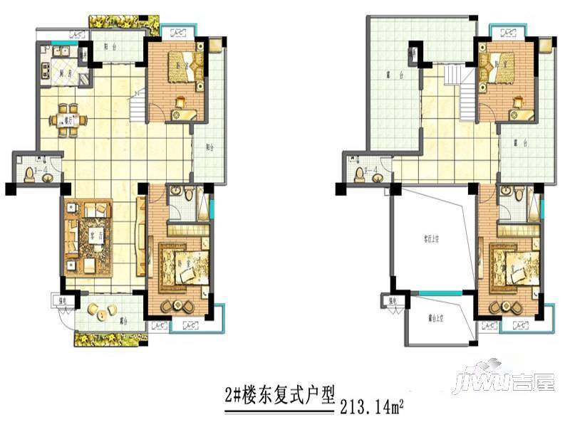 山水钟潭雅居4室2厅2卫206.3㎡户型图