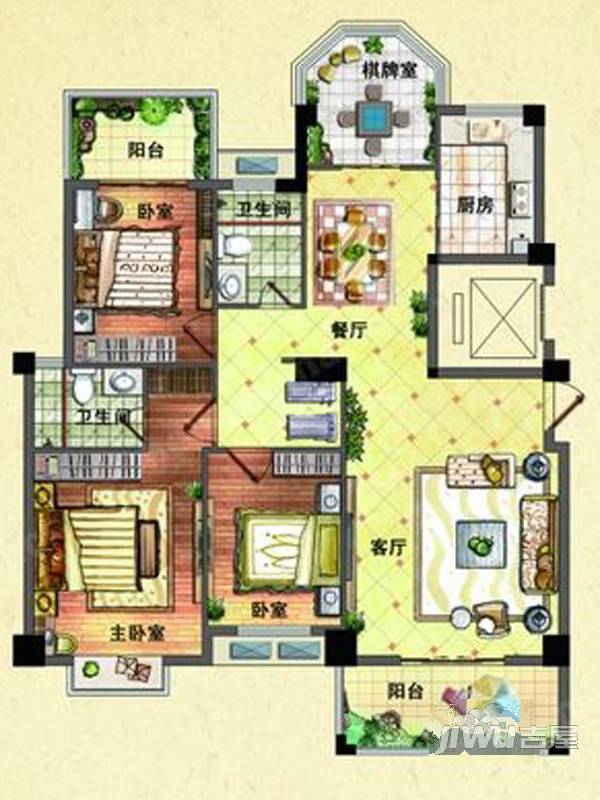 七度公园湾1号4室2厅2卫137.3㎡户型图