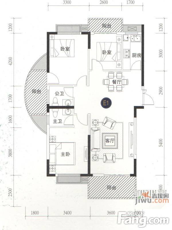 正鼎澜天3室2厅2卫116㎡户型图