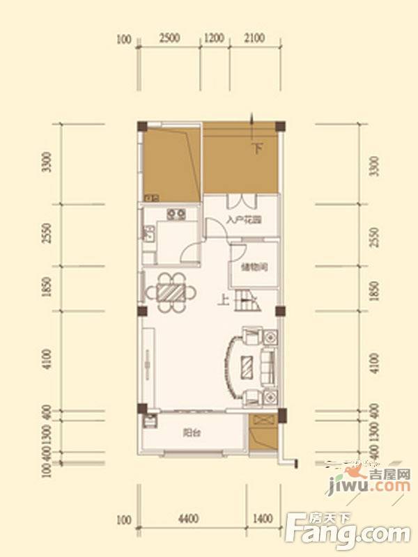 名门八十八号1室2厅1卫109.5㎡户型图