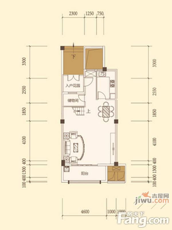 名门八十八号1室2厅1卫109.5㎡户型图