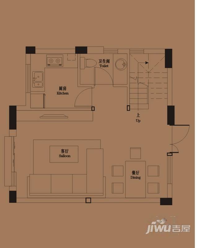 御青城2室2厅2卫78㎡户型图