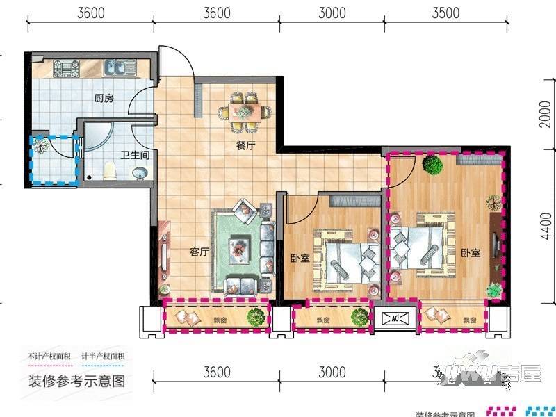 香悦城悦公馆4室2厅2卫129㎡户型图