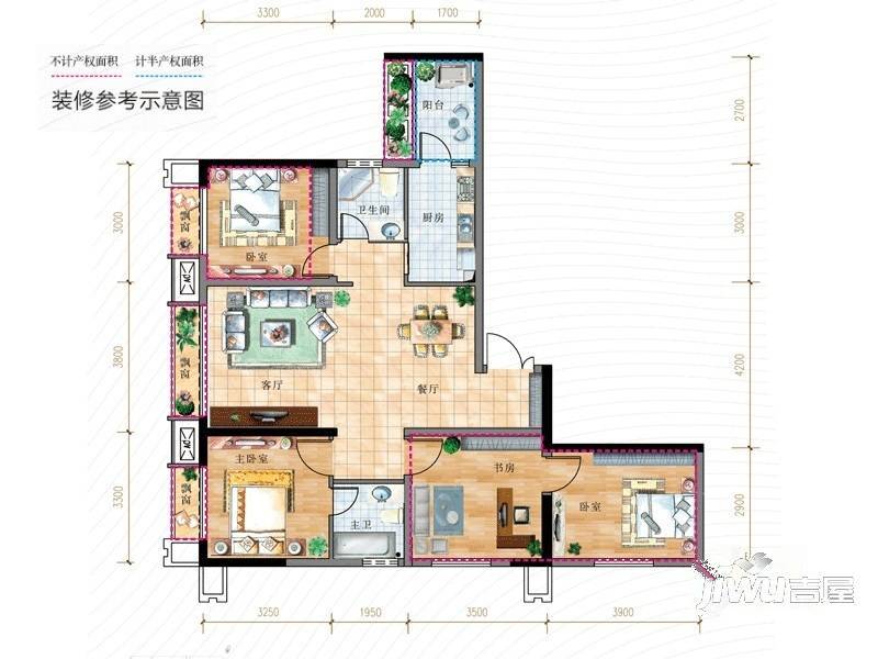 香悦城悦公馆4室2厅2卫129㎡户型图