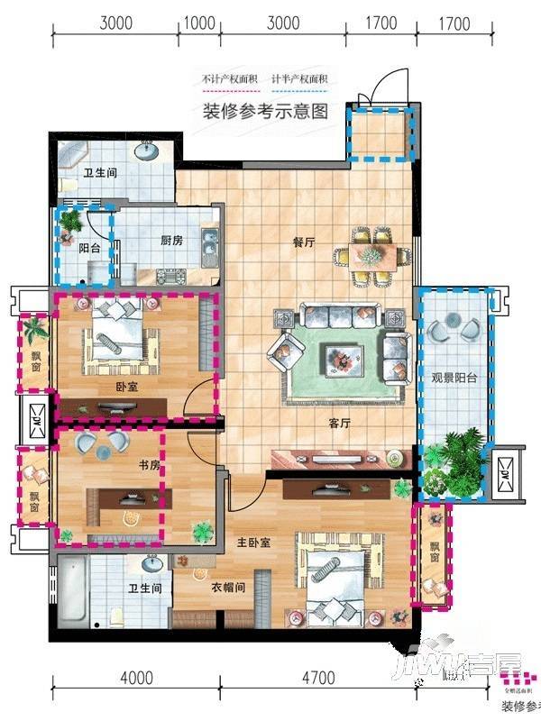 香悦城悦公馆4室2厅2卫129㎡户型图