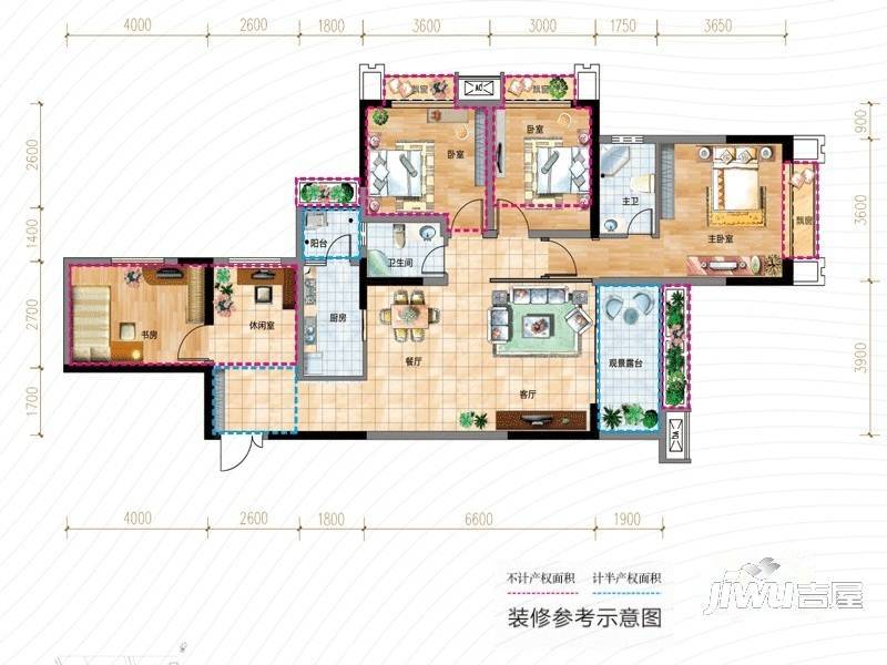 香悦城悦公馆4室2厅2卫92㎡户型图