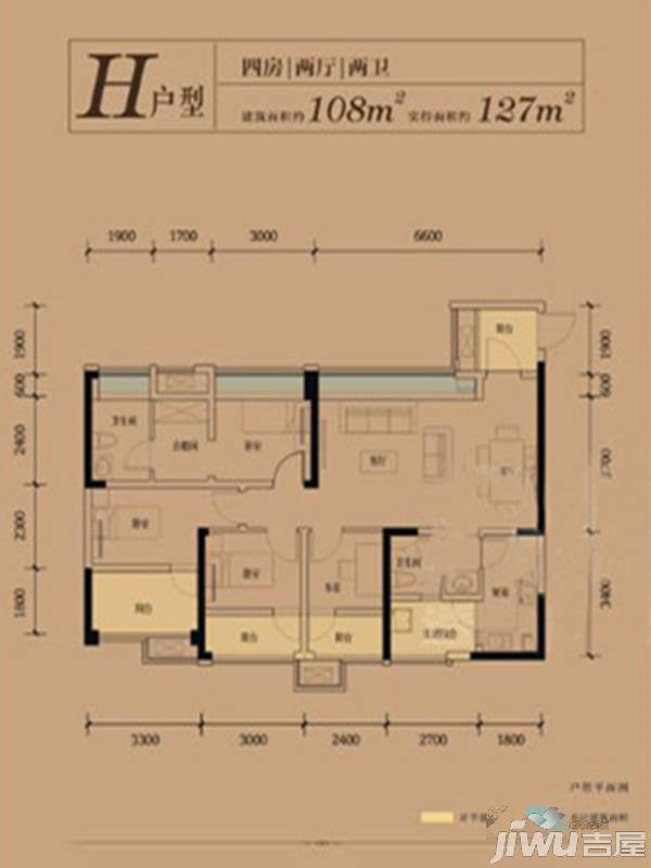 保利林语溪4室2厅2卫108㎡户型图