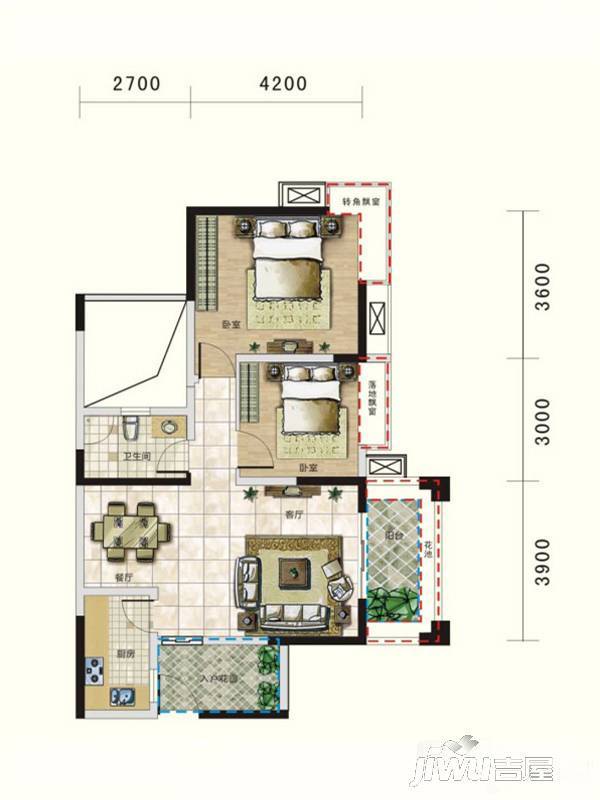 广泽东方威尼斯3室2厅2卫109.7㎡户型图