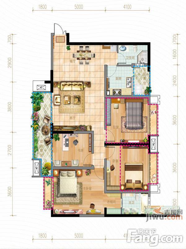 香悦城悦公馆4室2厅2卫125.1㎡户型图