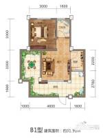 青城山韵1室1厅1卫31.5㎡户型图