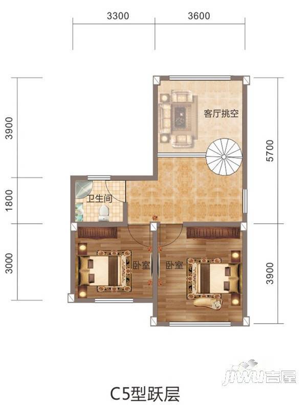 青城山韵4室1厅2卫53.6㎡户型图