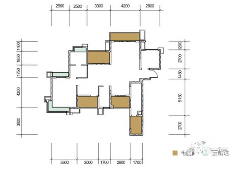 中铁马家公馆3室2厅2卫132㎡户型图