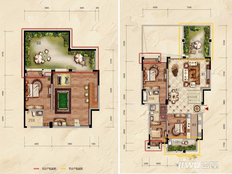 城投观城3室2厅3卫244㎡户型图