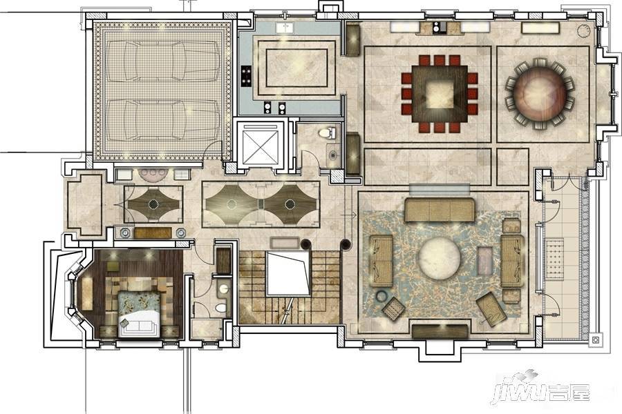 牧马山蔚蓝卡地亚4室2厅3卫户型图