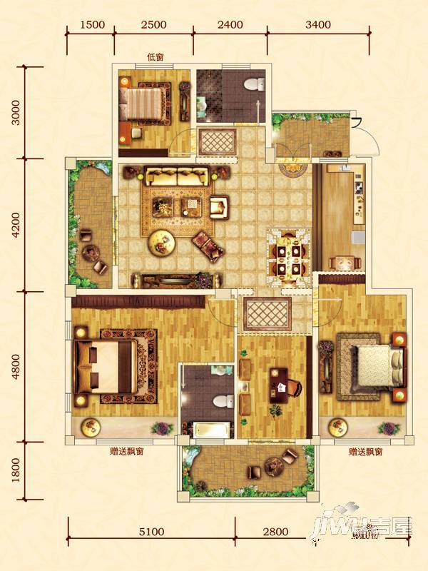 志城·中央公园4室2厅2卫121㎡户型图