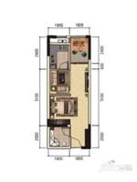 璧山奥迈璧城公馆1室1厅1卫42.6㎡户型图