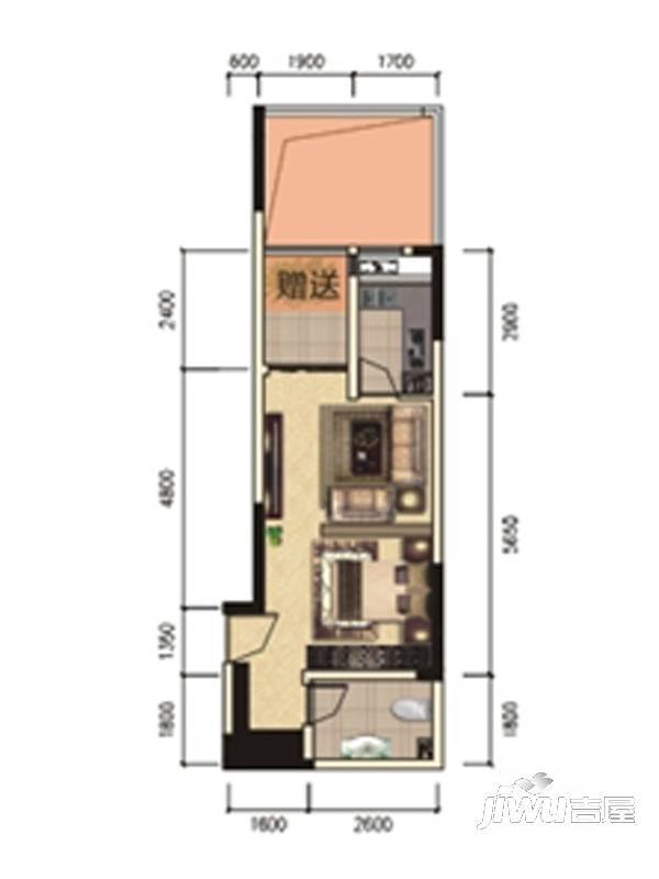 璧山奥迈璧城公馆1室1厅1卫45㎡户型图