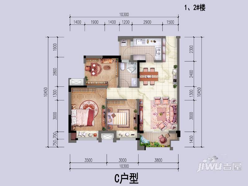 中国铁建公园11592室2厅1卫78.2㎡户型图