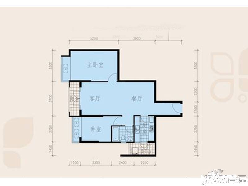 御峰誉都2室2厅1卫户型图