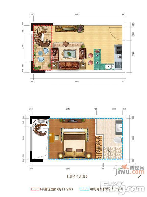 仙女天街1室1厅1卫31.9㎡户型图