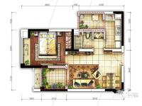 融汇温泉城锦绣里1室1厅2卫48㎡户型图