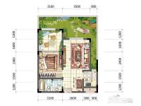 富雅云岭1室2厅1卫52.2㎡户型图