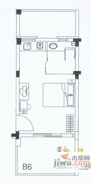 一方渡假公寓1室1厅1卫32㎡户型图