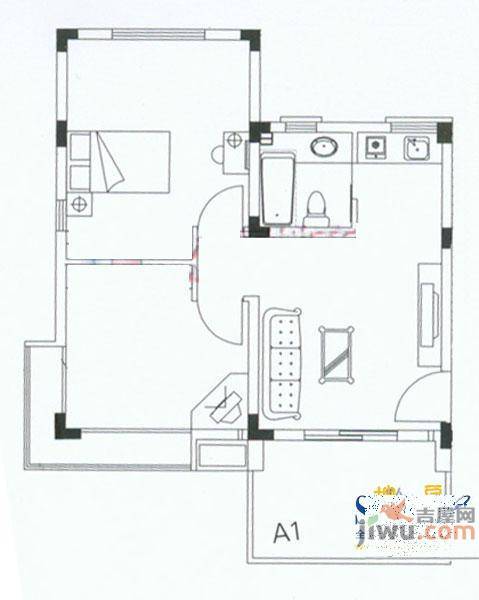 一方渡假公寓2室1厅1卫73㎡户型图