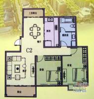 上海公寓2室2厅1卫116.1㎡户型图