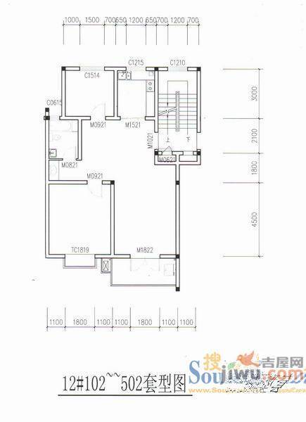 蜀泰花园3室2厅1卫120㎡户型图