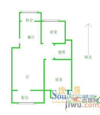 金田花园2室1厅1卫68㎡户型图