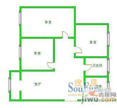 金田花园2室1厅1卫68㎡户型图