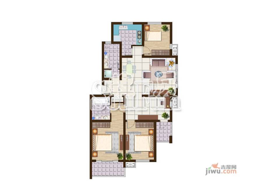 翠堤春晓3室2厅1卫131.5㎡户型图