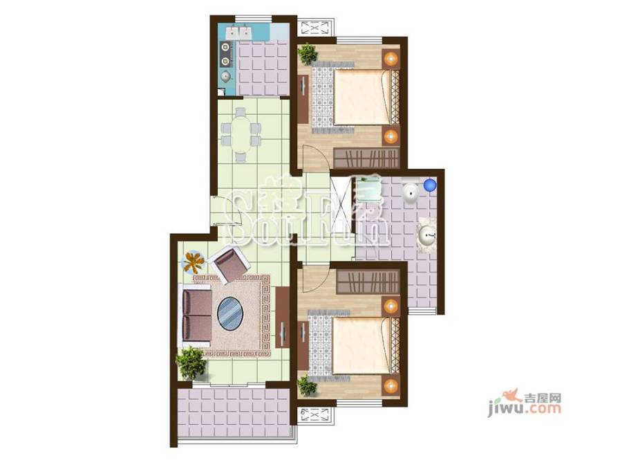 翠堤春晓3室2厅1卫131.5㎡户型图