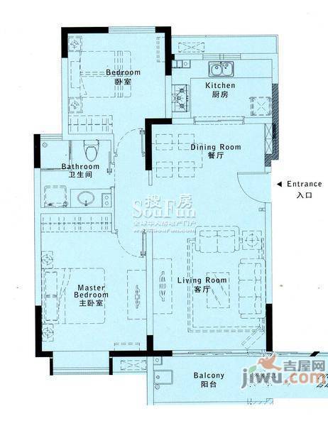 万科魅力之城3室2厅2卫119㎡户型图