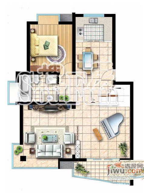 华都名城2室2厅1卫110㎡户型图