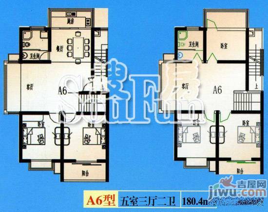 逸翠园3室2厅2卫119.9㎡户型图