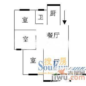 京润国际花园3室2厅1卫104㎡户型图
