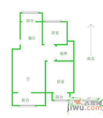 茶山小区2室1厅1卫56㎡户型图