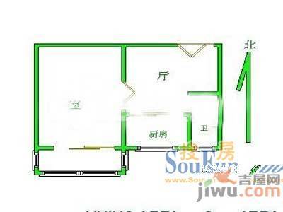 茶山小区2室1厅1卫56㎡户型图